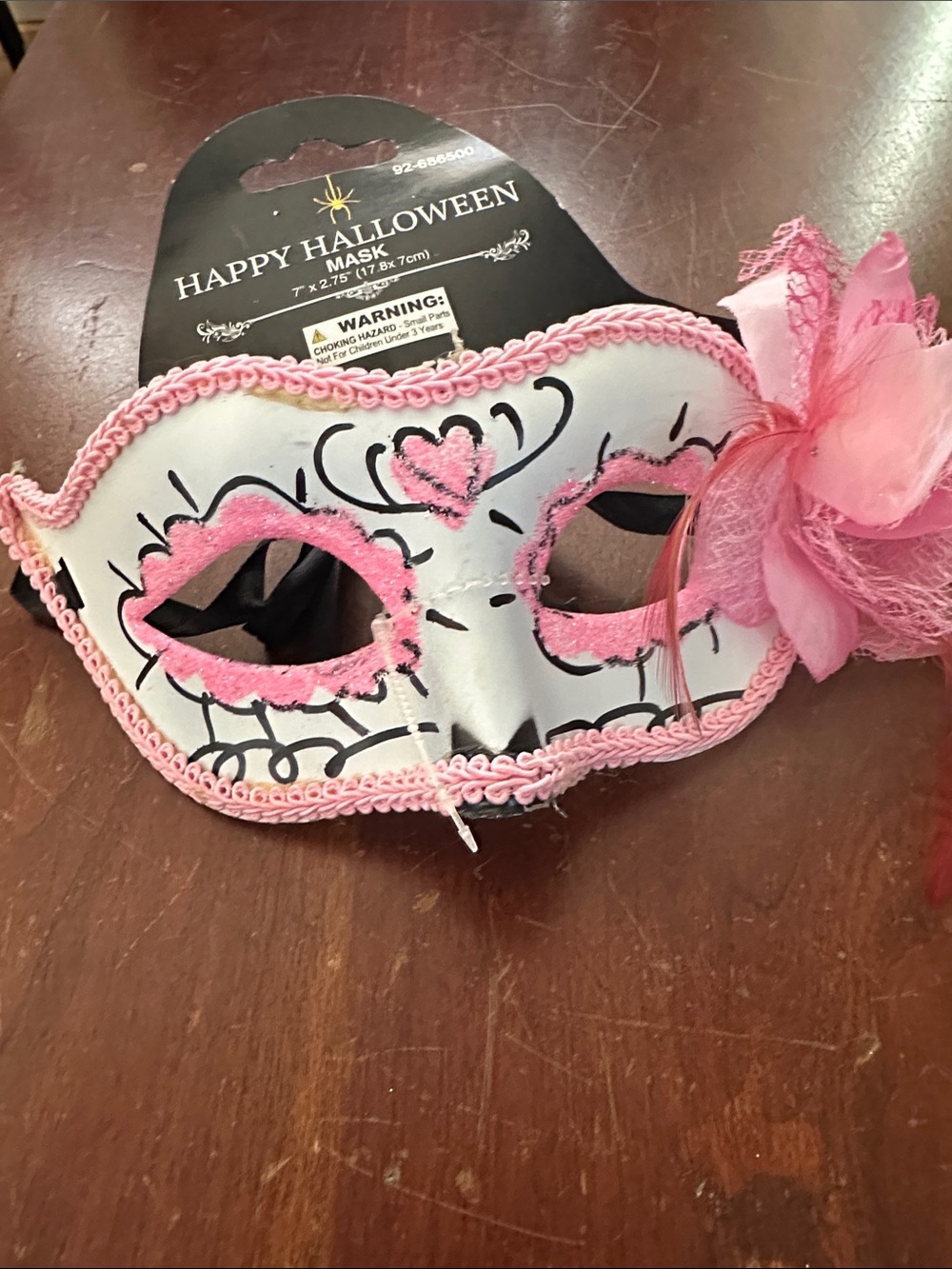Pink Day of the Dead Eye Mask for Halloween